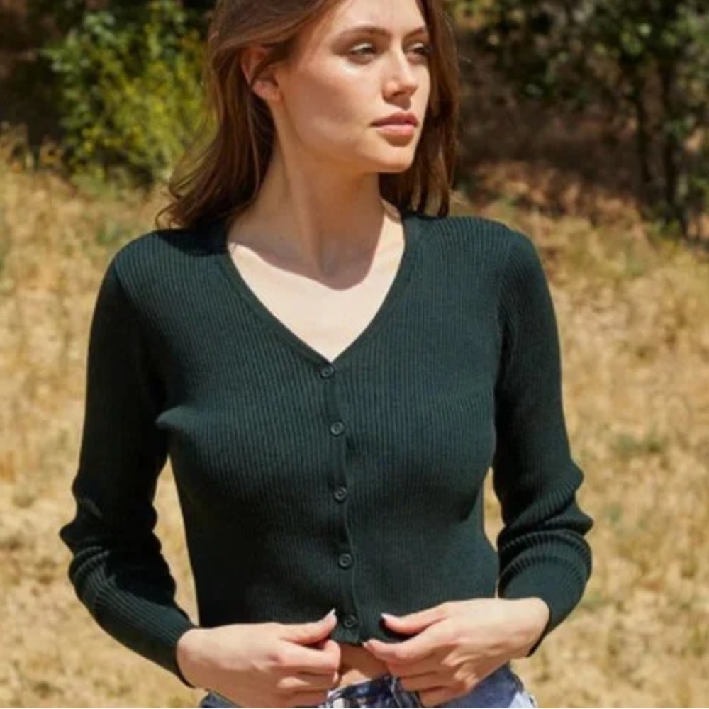 Brandy Melville Green Shannon Cardigan